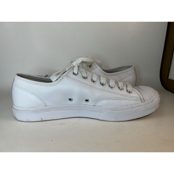 Converse Jack Purcell OX White Leather Low Top Sneaker Shoe Mens 10.5 Womens 12 - Picture 5 of 8